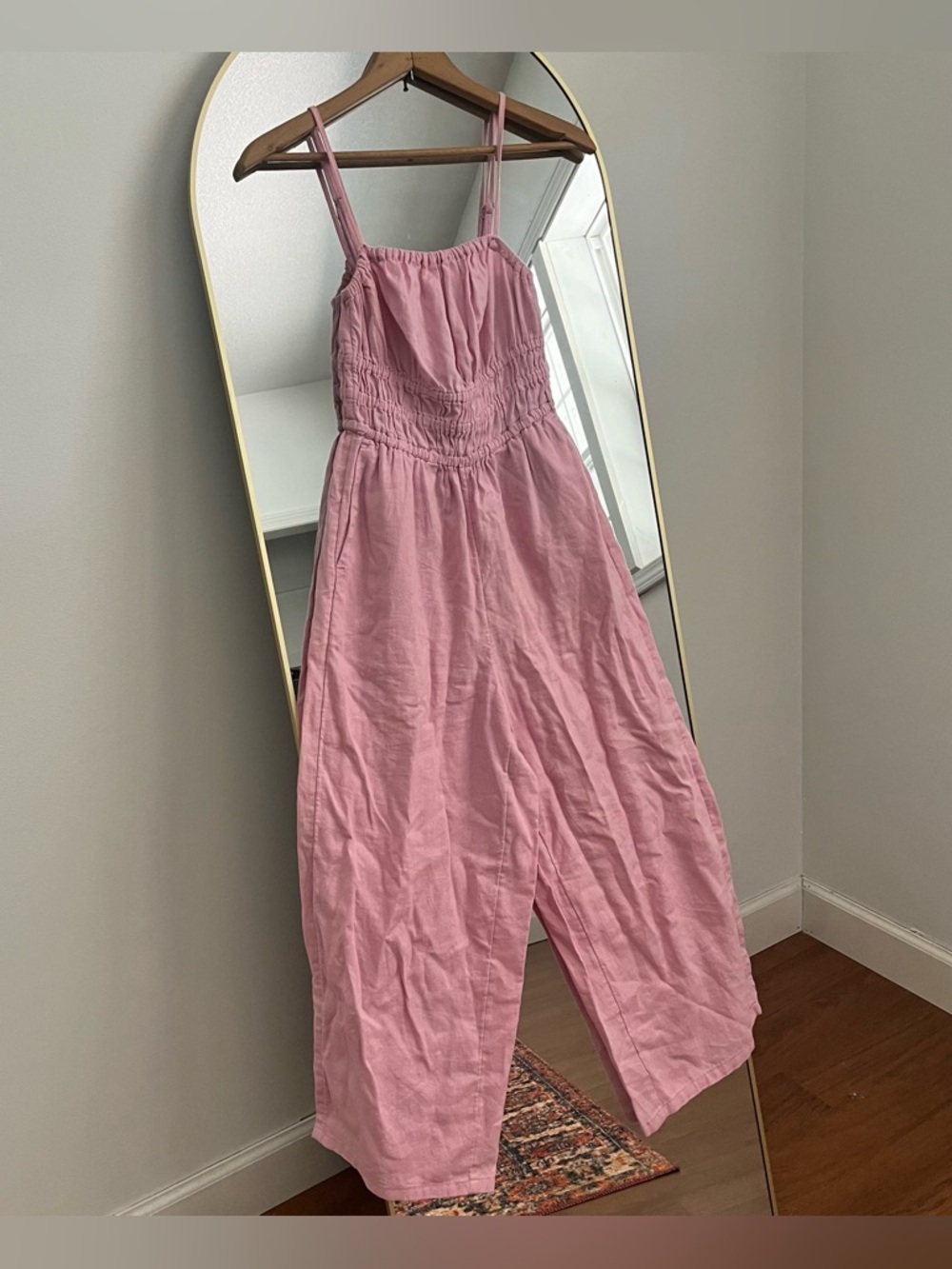 Old Navy Dusty Pink Smocked Bodice Wide-Leg Jumpsuit